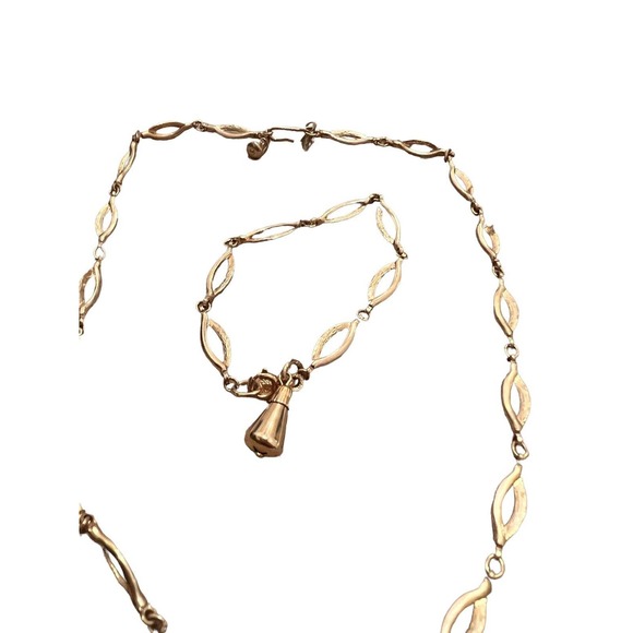 Vintage Signed SARAH COVENTRY Gold Tone Open Link Chain BRACELET Necklace Set - Picture 2 of 7